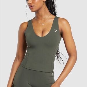 Gymshark Olive Green Ruched Back Tank